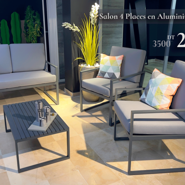 Salon de Jardin Aluminium  4 Places + table